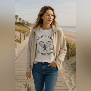 Green Envelope LA Tennis Club Hamptons Graphic Tee White Retro Sporty T-Shirt L